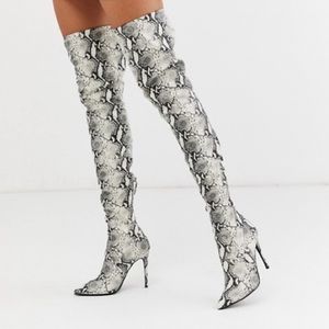 Steve Madden snake print thigh high vegan boots